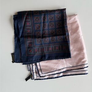Silk Scarf Set- Navy & Blush Pink